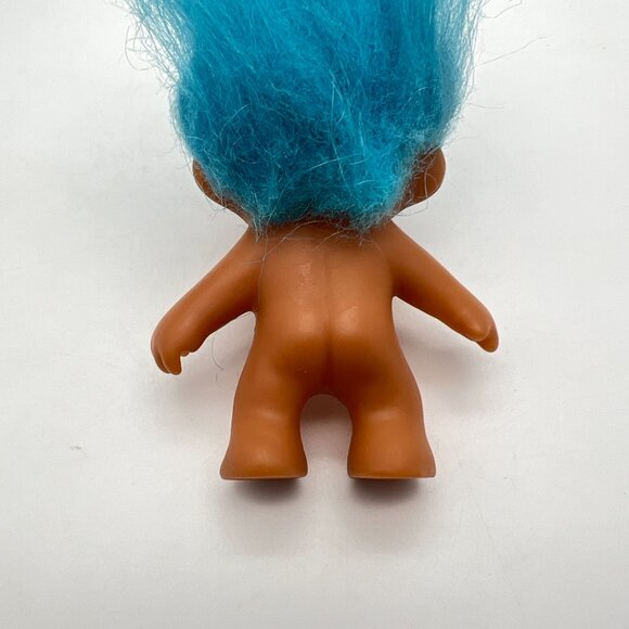 Vintage TNT Troll Doll Light Blue Hair Neon Yellow Eyes Troll - Picture 6 of 8